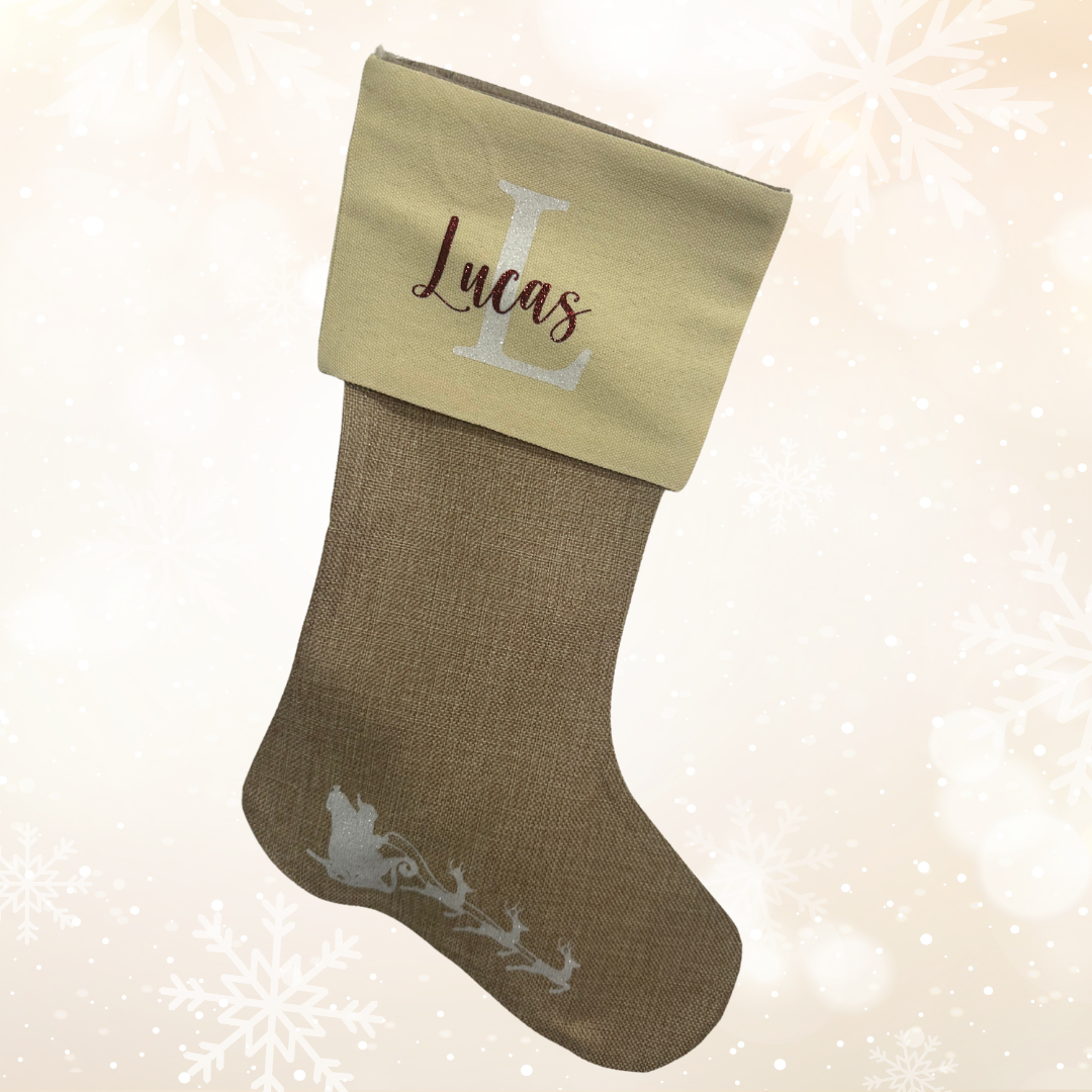 Chaussettes de noël en jute